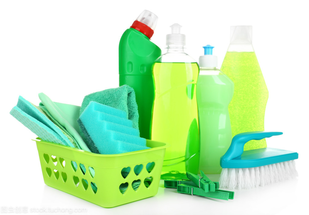 孤立在白色的清潔產品