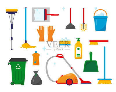 清潔工具、設(shè)備及附件插畫素材