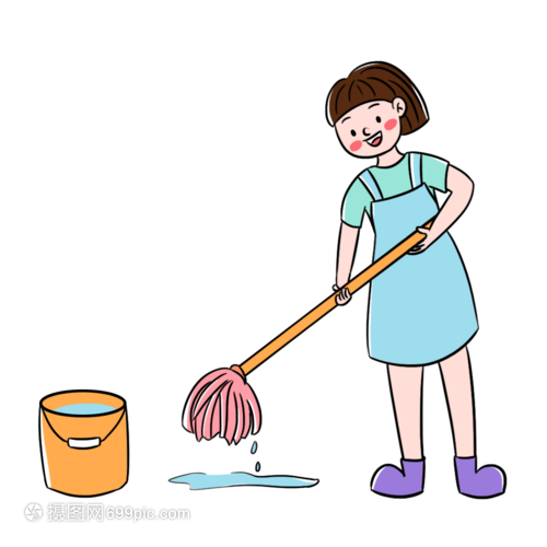 五一勞動節(jié)女生拖地打掃衛(wèi)生元素